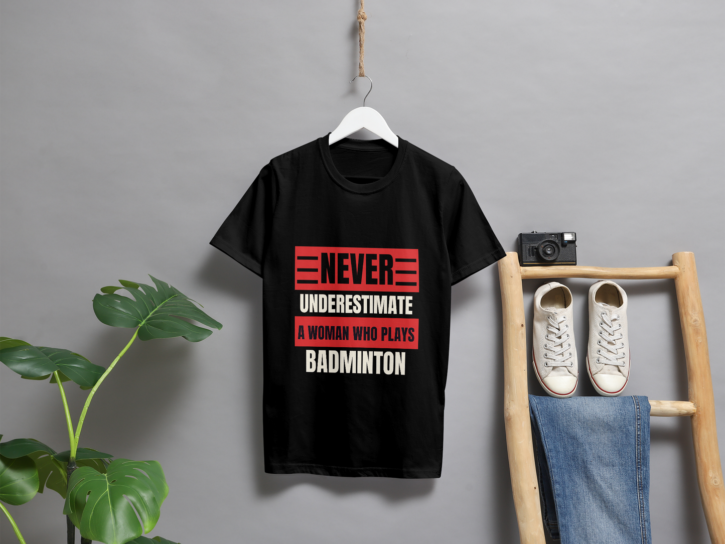 Never Underestimate a Woman Who Plays Badminton – Bold Statement T-Shirt