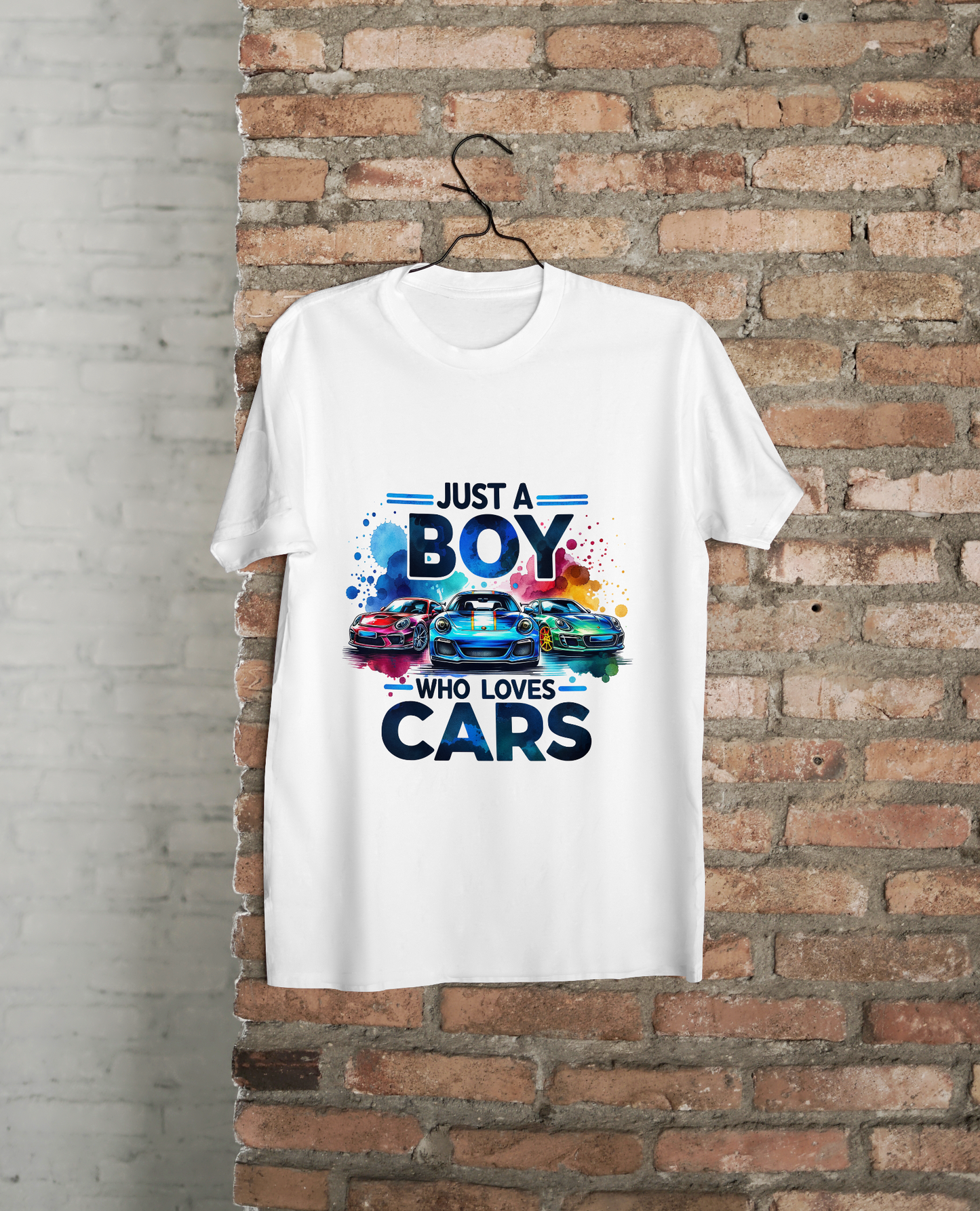 Just a Boy Who Loves Cars – Vibrant Car Lover T-Shirt