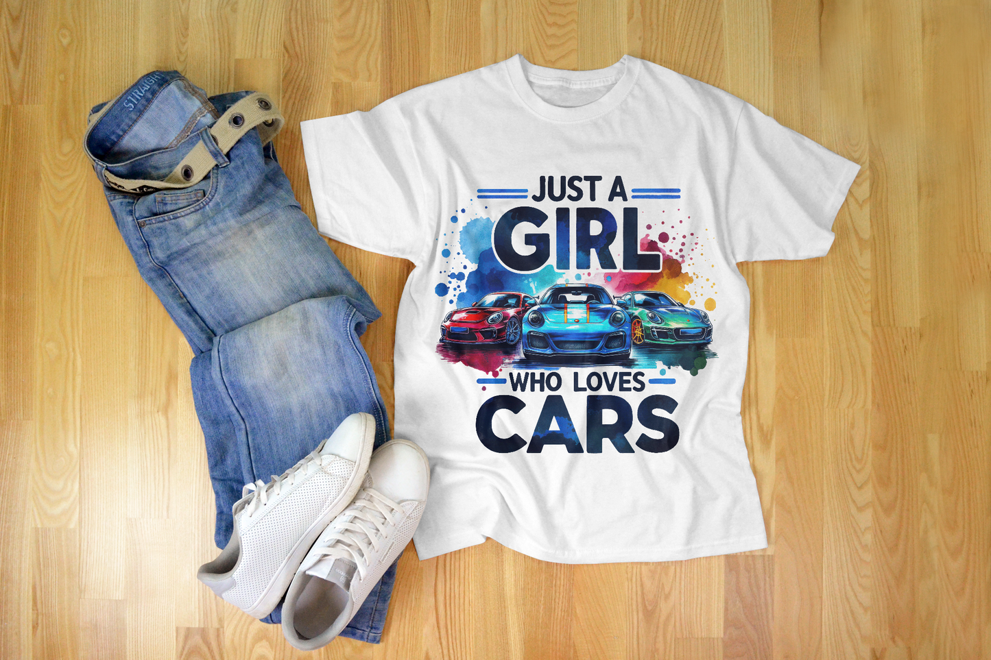 Just a Girl Who Loves Cars – Vibrant Sports Car Art- Kids