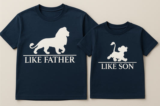 LIKE FATHER – LIKE SON | Premium Father–Son Lion Silhouette Combo