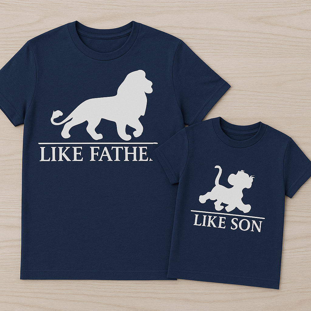 LIKE FATHER – LIKE SON | Premium Father–Son Lion Silhouette Combo