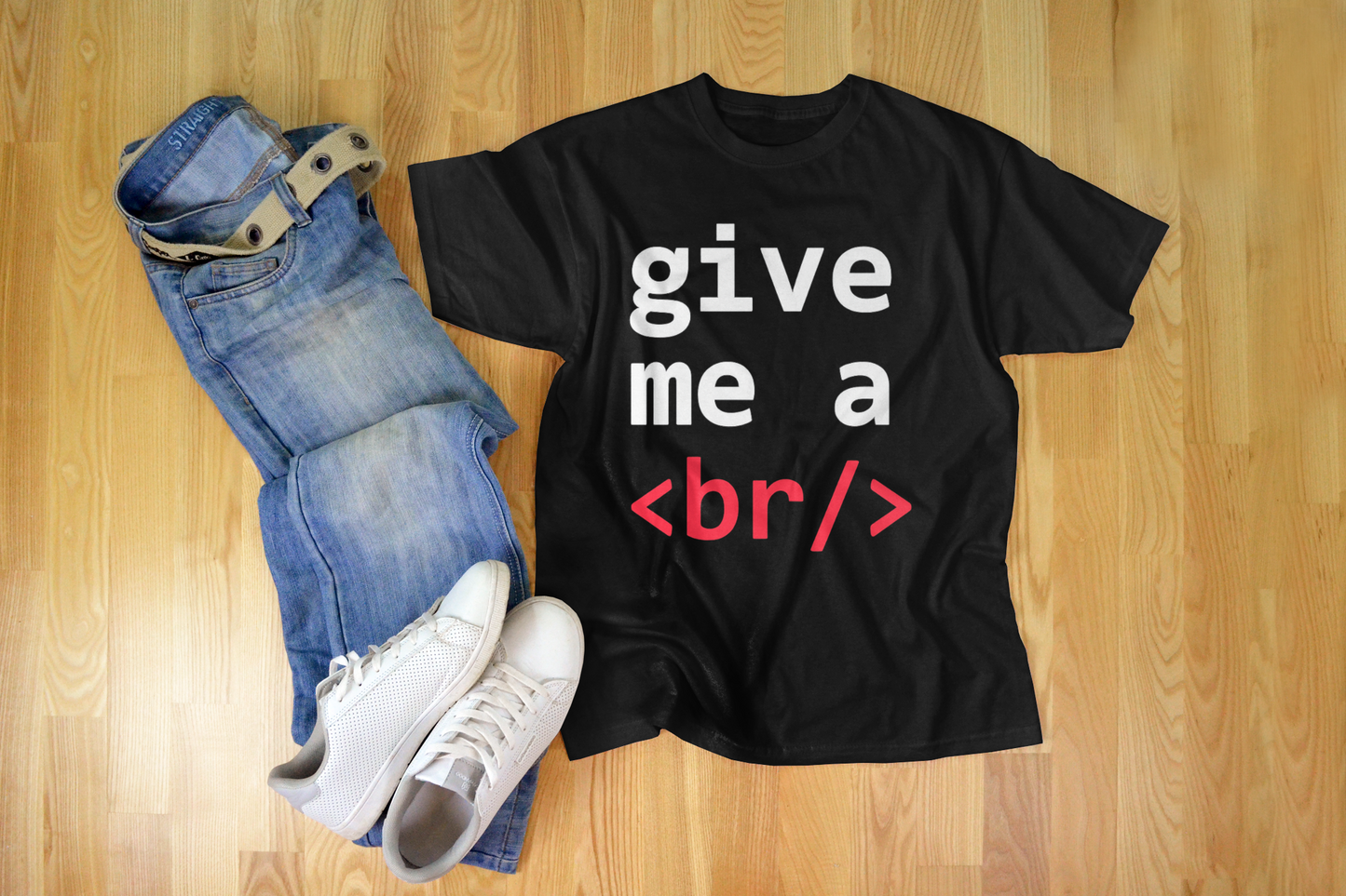 "Give Me a <br/>" – Neon Code Humor Tee
