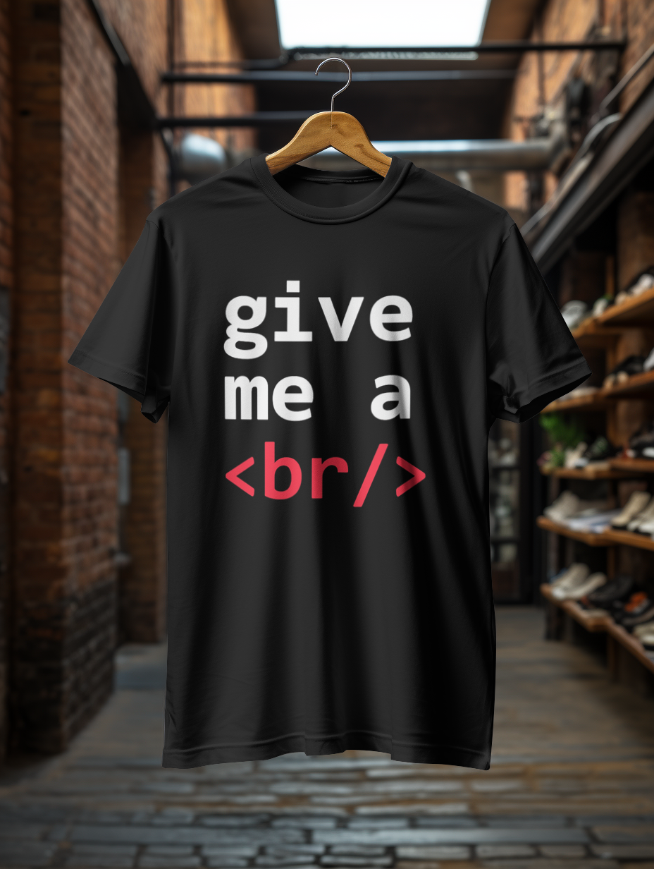 "Give Me a <br/>" – Neon Code Humor Tee
