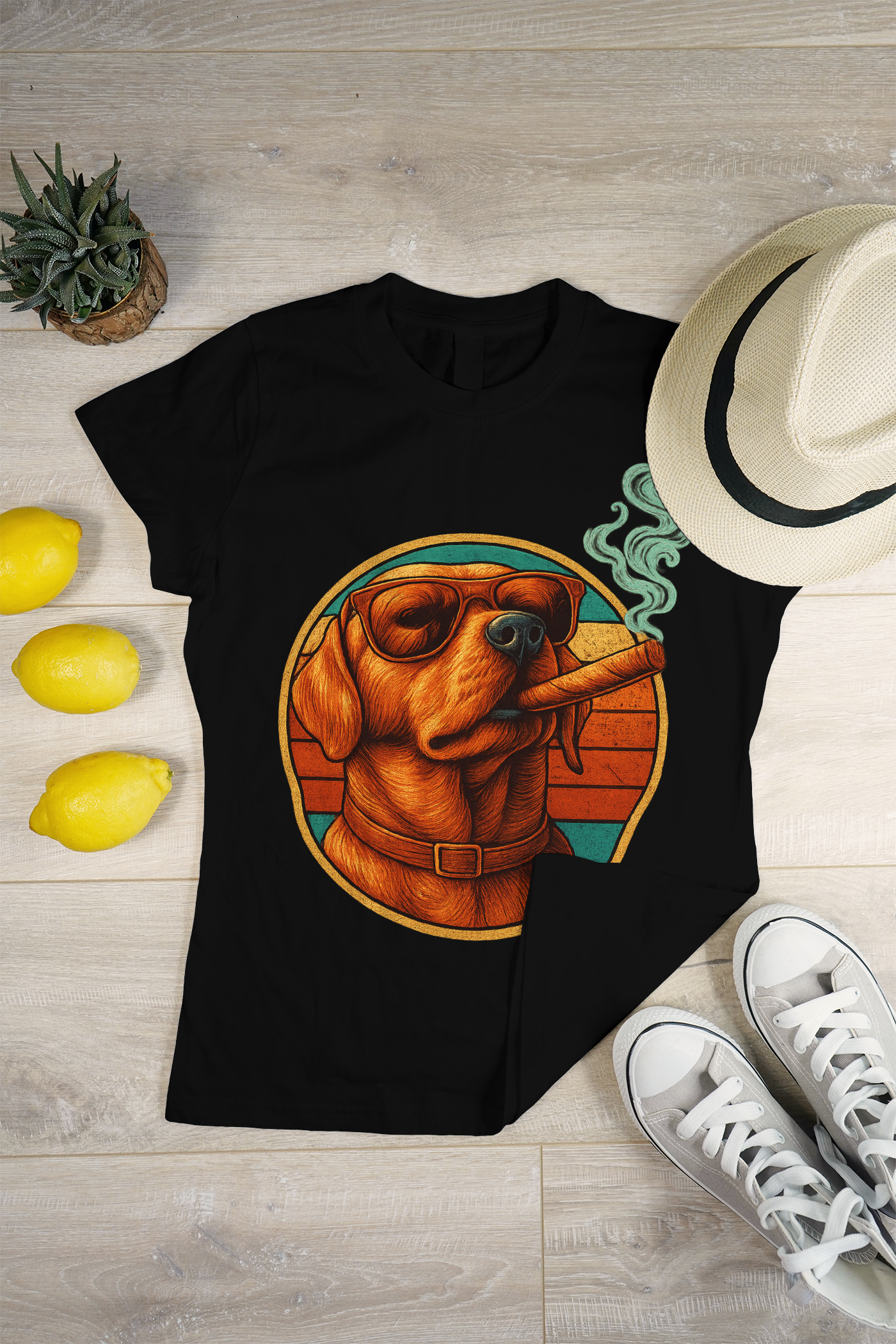 "Boss Dog Vibes – Retro Cigar Cool Tee"