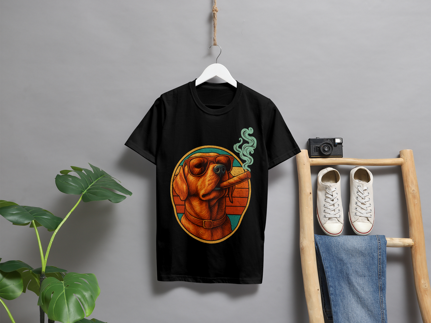 "Boss Dog Vibes – Retro Cigar Cool Tee"
