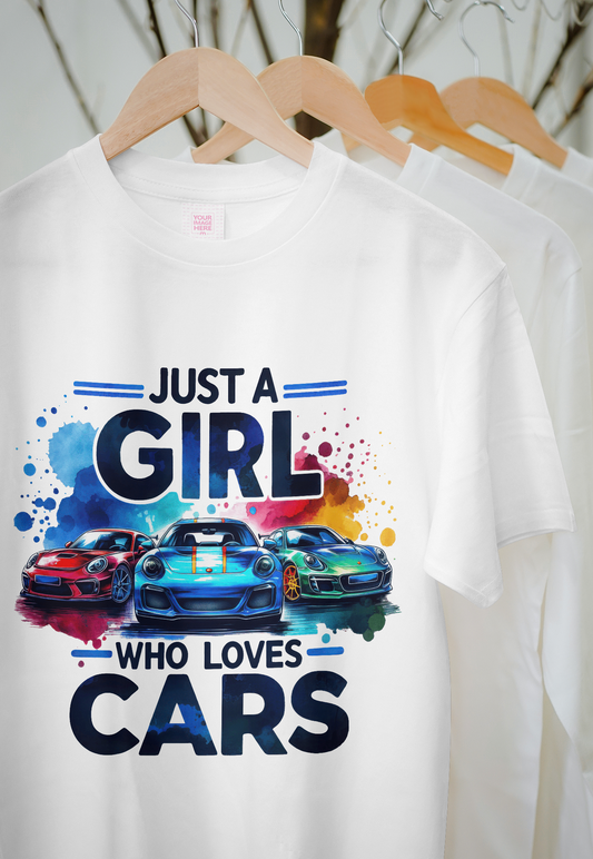 Just a Girl Who Loves Cars – Vibrant Sports Car Art- Kids