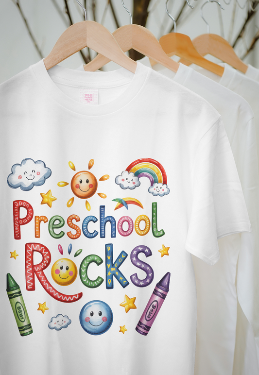 🌈 Preschool Rocks – Colorful Kids’ Fun Design