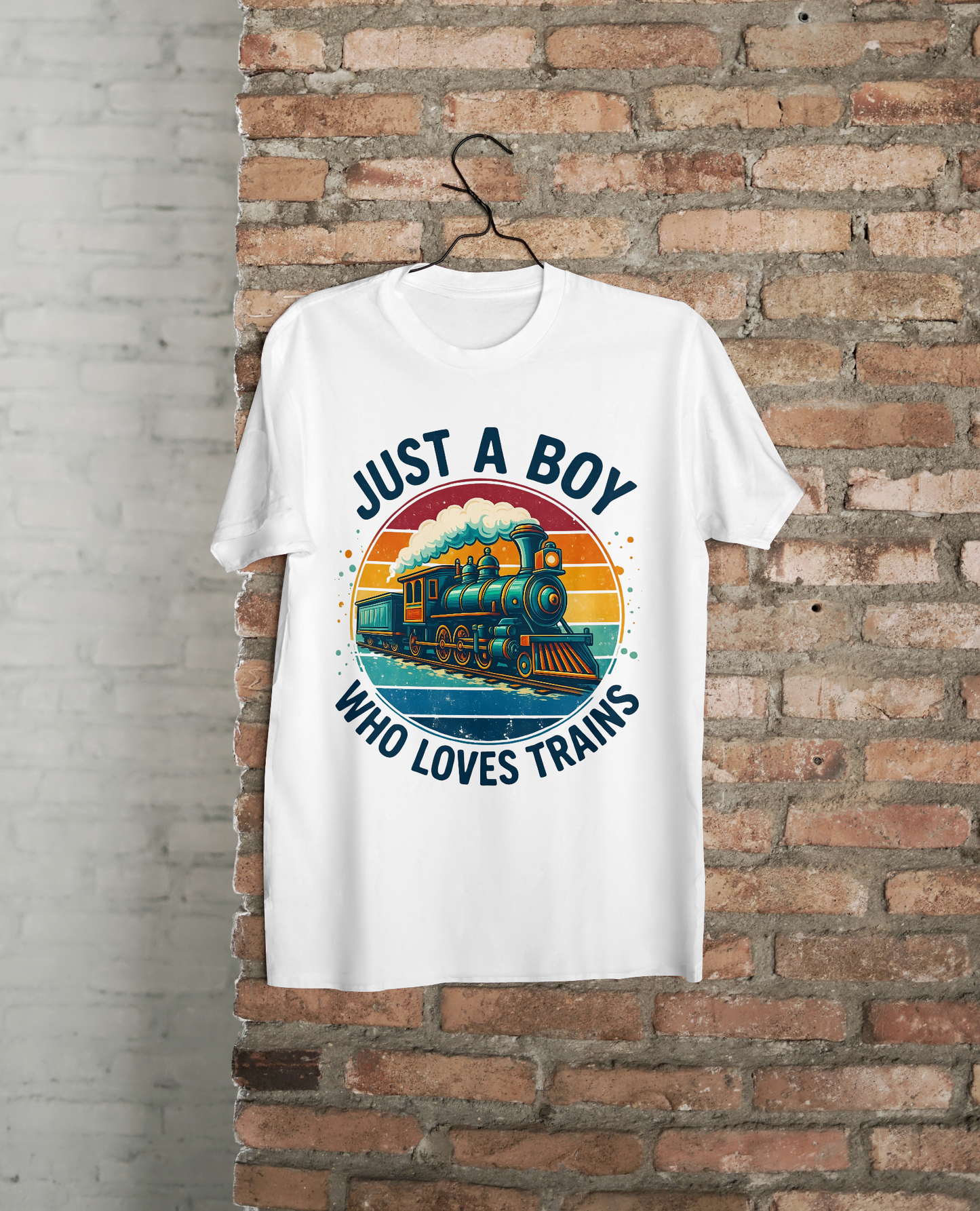 Just a Boy Who Loves Trains – Graphic T-Shirt