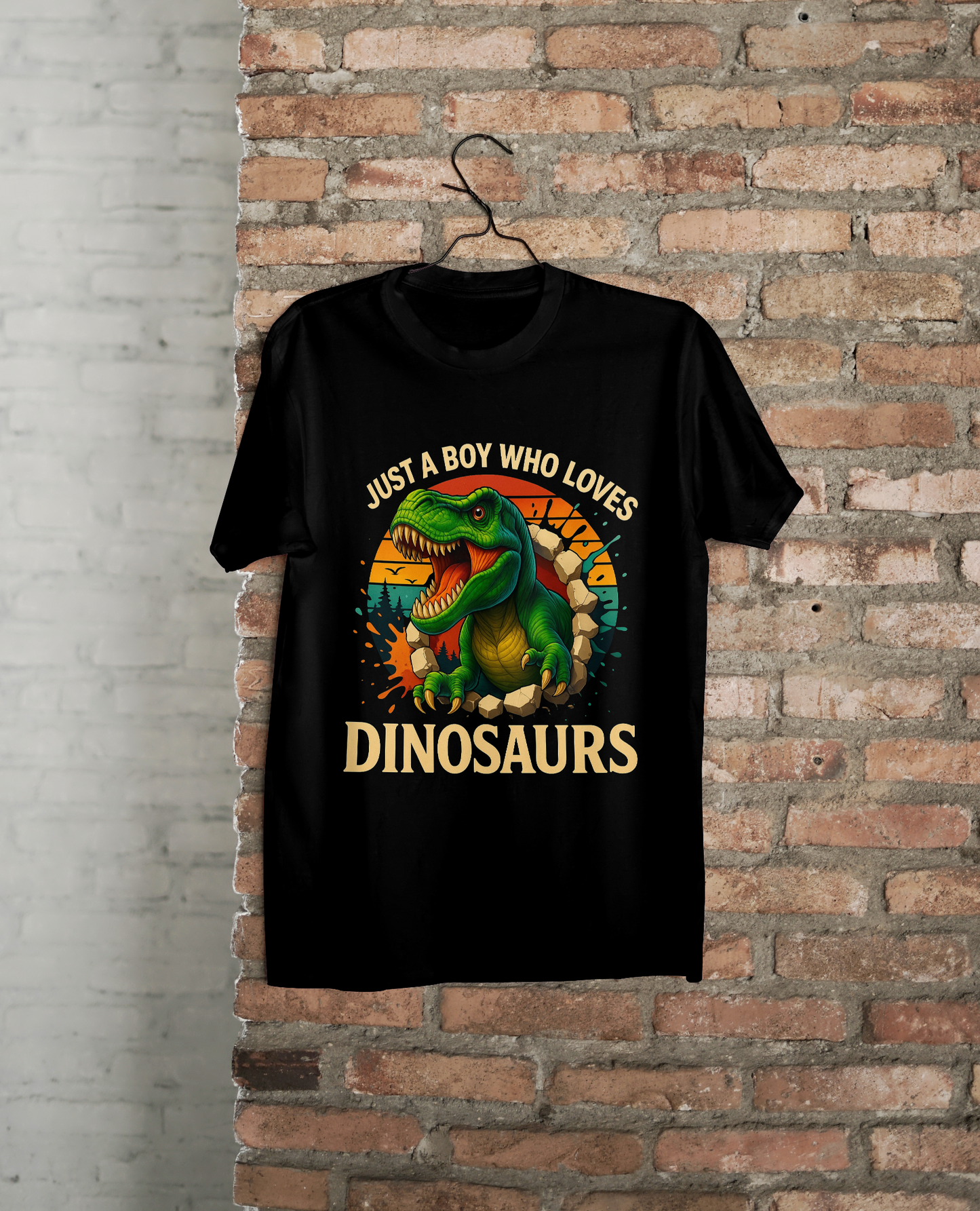 Just a Boy Who Loves Dinosaurs – Kids’ Adventure T-Shirt