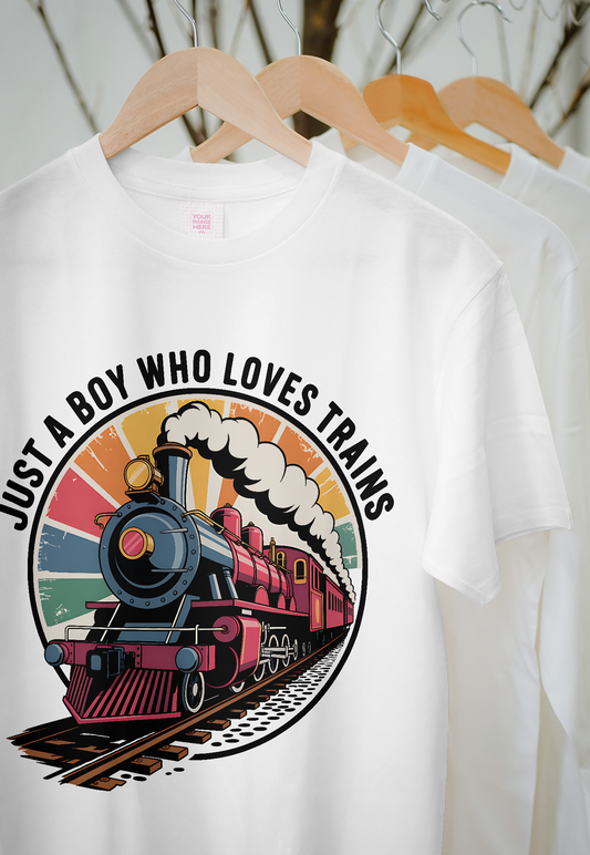 Just a Boy Who Loves Trains – Graphic T-Shirt 2