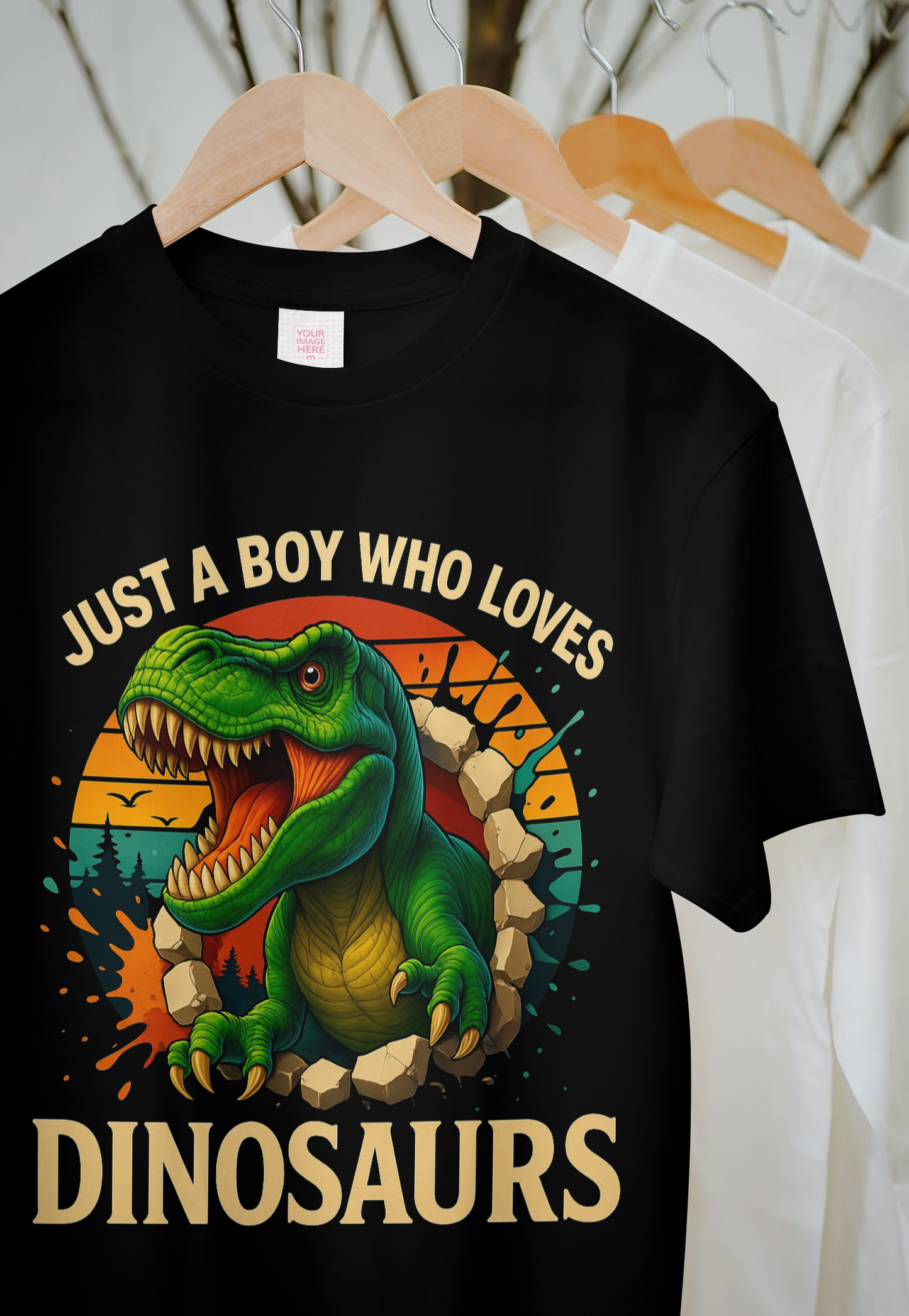 Just a Boy Who Loves Dinosaurs – Kids’ Adventure T-Shirt