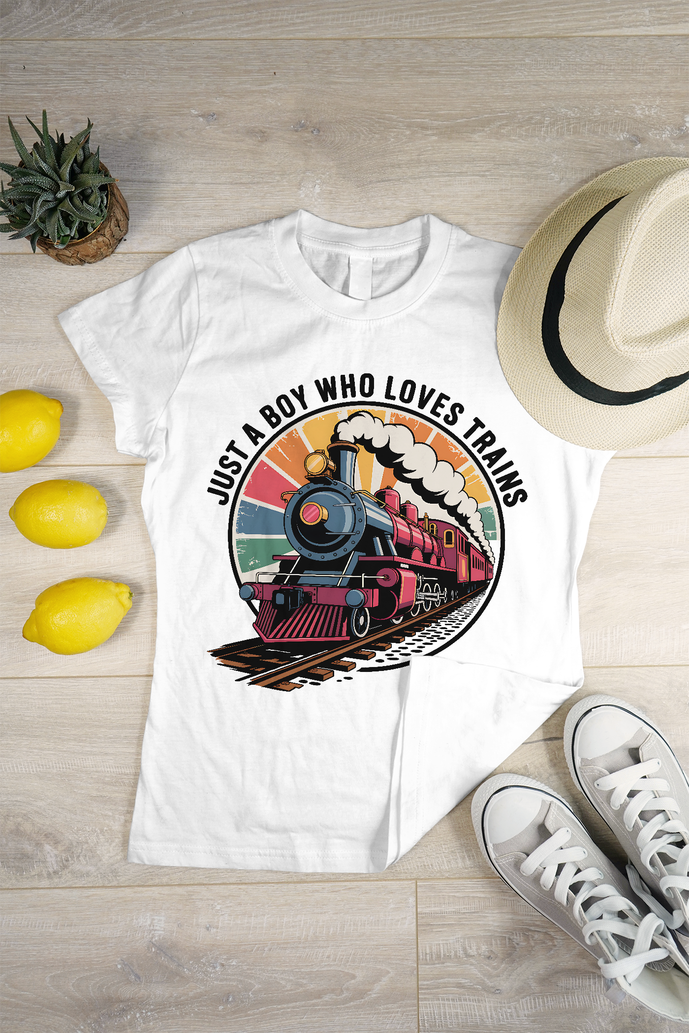 Just a Boy Who Loves Trains – Graphic T-Shirt 2