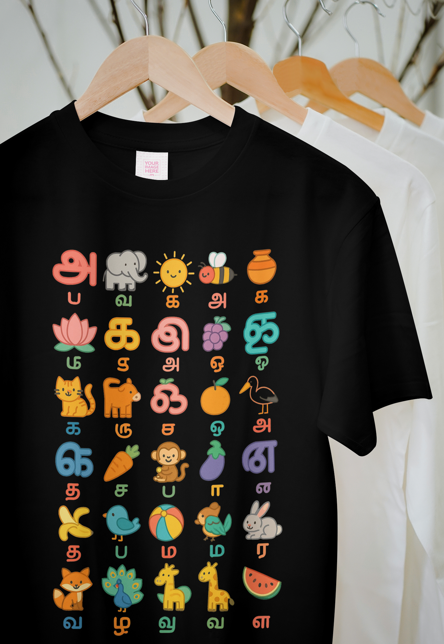 Tamil Alphabet Learning Poster for Kids | Illustrated A–Z Tamil Uyir & Mei Letters Chart- Grown kids