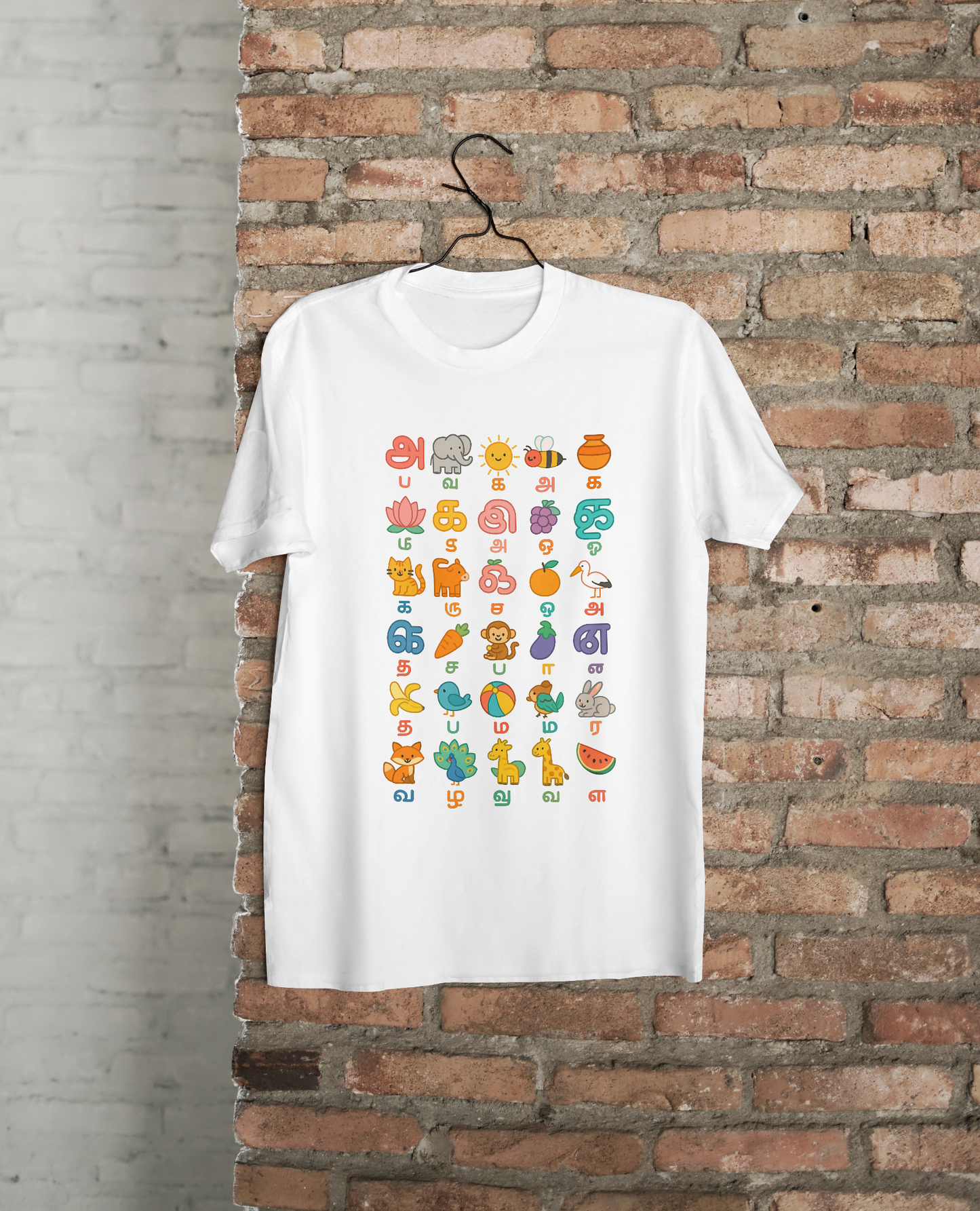 Tamil Alphabet Learning Poster for Kids | Illustrated A–Z Tamil Uyir & Mei Letters Chart