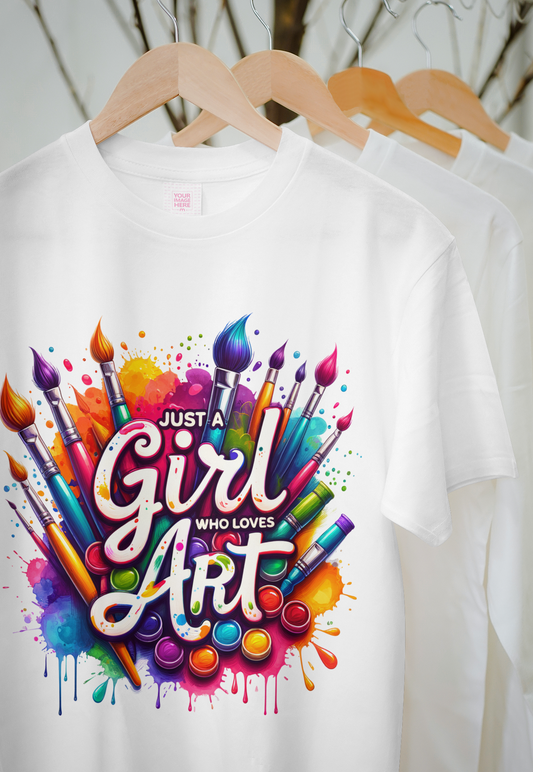 Just a Girl Who Loves Art – Color Splash T-Shirt 🎨✨ Adults