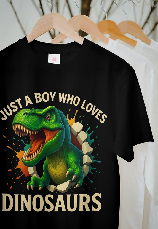 Just a Boy Who Loves Dinosaurs – Kids’ Premium T-Shirt Design